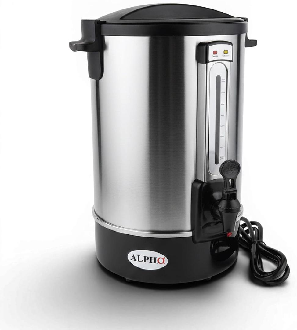 ALPHA LIVING 8L Electric Coffee Urn – Stainless Steel Electric Kettle Percolator Coffee Pot – Ideal Hot Beverage Dispenser for Catering, Hotels, Restaurants –Leak-Proof Tap