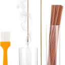 2 in 1 Incense Holder for Sticks with Glass Ash Catcher, Upside Down Anti-Ash Incense Stick Burner for Outdoor Patio, Modern Vertical Incense Holder for Home Decor, Spa, Meditation and Reddish Brown