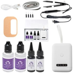 V Light Hair Extensions Kit Mini V Light Hair Extension Set With V Light Lamp*1 V light glue*2 Hair Extensions Remover*2 VLight Remover Machine*1 comb*1 clip*2 for Salon Hairstyles(White Machine Set)