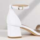 IDIFU IN2 Chunky Block Low Heels Square Open Toe Ankle Strap Short Heeled Sandals Wedding Bride Bridal Ladies Summer Prom Dress Shoes for Women Dressy Comfortable Formal Cute Trendy Small Thick Heels US 9