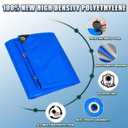 Tarp 10x12 Feet, 7 Mil Thick Waterproof Poly Tarps Cover UV Resistant, Rip & Tear Proof with Metal Grommets Every 20 Inche (Blue/Silver)