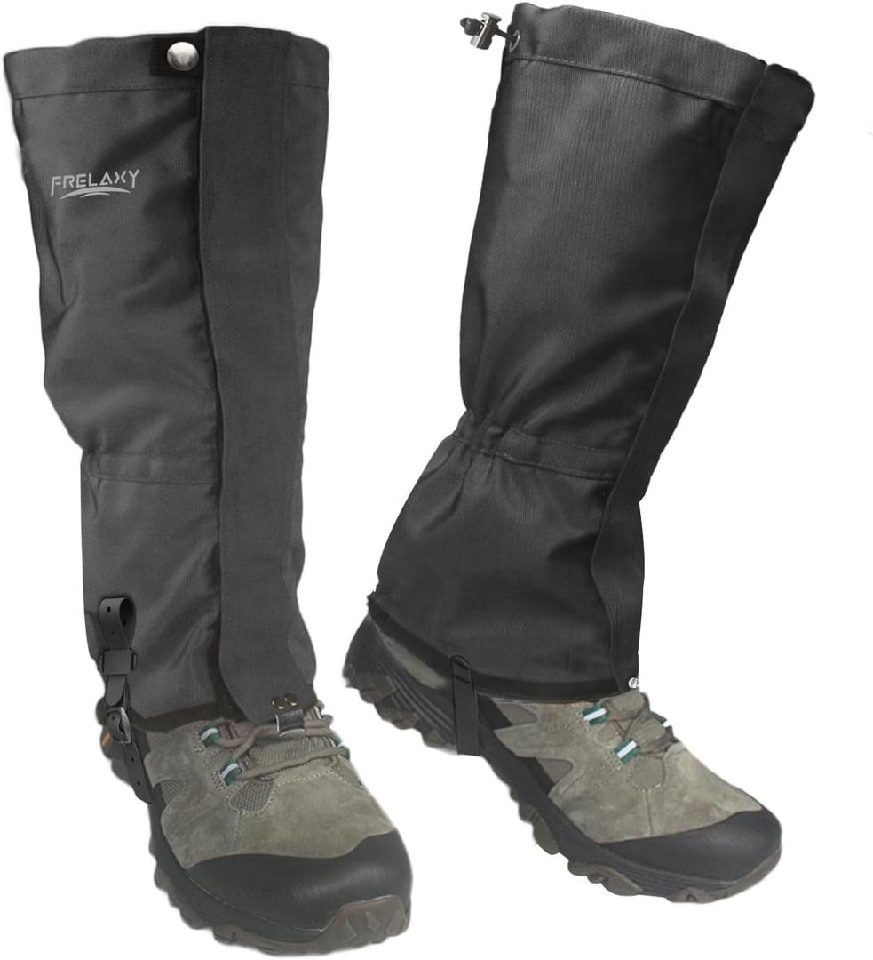 Frelaxy Leg Gaiters Ultra HIGH-Performance Hunting Gaiters, 100% Waterproof Hiking Gaiters with Upgraded Rubber Foot Strap, Adjustable Snow Boot Gaiters (Large, Gray)
