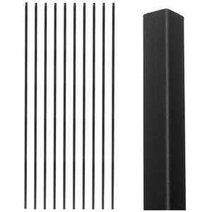 Iron Balusters - Hollow Metal Spindles for Staircase - 44" X 1/2" - Box of 10 (Satin Black) (Plain Bar 10 pcs)