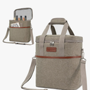 opux 6 Bottle Carrier Tote | Insulated Padded Wine Cooler Bag for Travel. Picnic, BYOB | Portable Leakproof Wine Tote Bag for Dinner, Party, Christmas, Wine Gift for Women, Men (Heather Taupe)