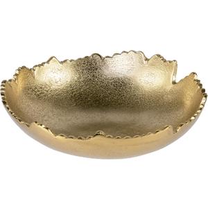 Red Co. 8.75 Gold Moon Decorative, Asymmetrical Torn, Hammered Metal Centerpiece Bowl with Sculpted Edges
