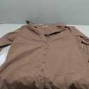 HOTOUCH Women Boyfriend Shirts Button Down Long Sleeve Blouse Cuffed Sleeve Collared Shirt (Large, Brown)