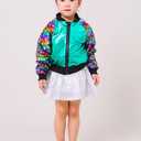 Girls Flip Sequin Jackets Kids Rainbow Sparkle Outwear Toddler Boys Glitter Sleeve Shiny Metallic Coat Birthday (Green, XXXL)