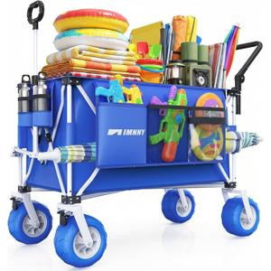 400L Extra-Large Beach Wagon, Push & Pull Folding Cart, Heavy Duty