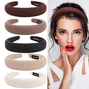 Ondder Assorted Padded Headbands for Women and Girls - Fashion Solid Color Wide Turban Hair Accessories, Diademas Para Mujer De Moda