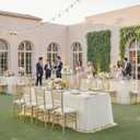 leegleri 6 pk 6ft Ivory Tulle Tablecloth for Rectangle Tables, 2-in-1 Cream Table Covers with Tulle Skirt,Wrinkle Free Stretchy Ruffle Tulle Table Cloths Fitted for Wedding Party Banquet Vendor, 6FT_6 Pack