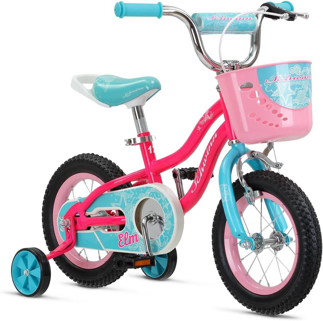Schwinn Elm Bike, 12 Inch Bike for Kids Ages 2-4, SmartStart Ergonomic Design for Kids, Adjustable Seat Grows with your Child, Rear Coaster Brake and Front Caliper Brake, Training Bicycle (Pink)