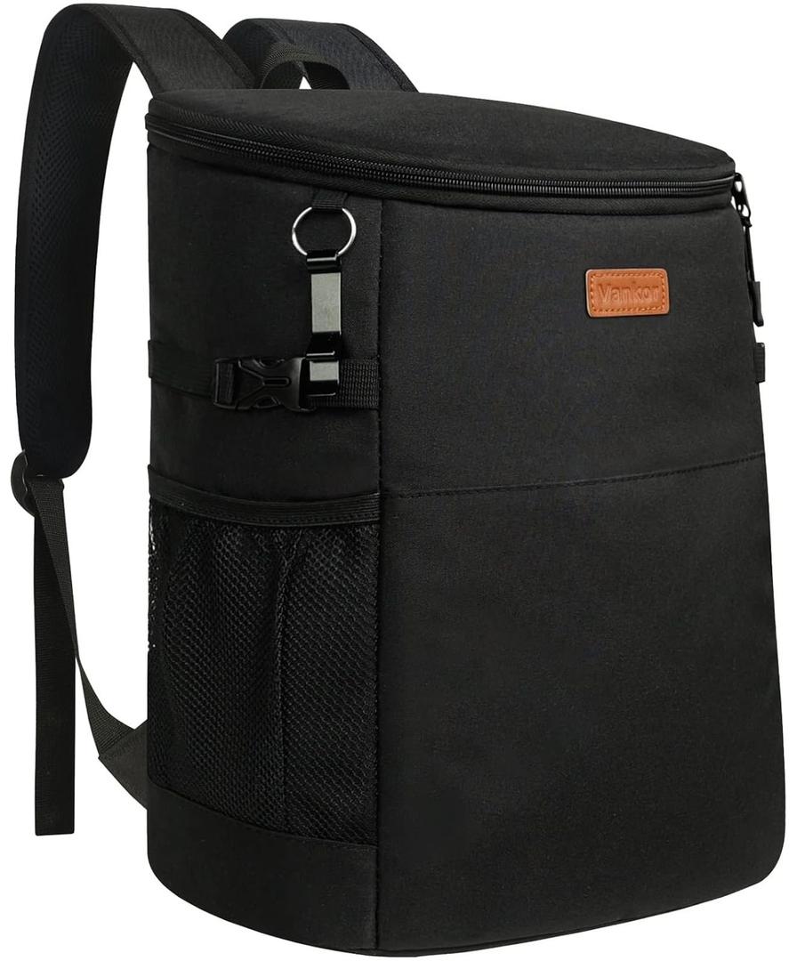 Camping Cooler Backpack 30 Cans, Soft Backpack Coolers Insulated Leak Proof Travel Cooler Bag Waterproof Lunch Picnic Beach Work Trip Thermal Bag Drink Beverage Beer Bag Cooler (Black)