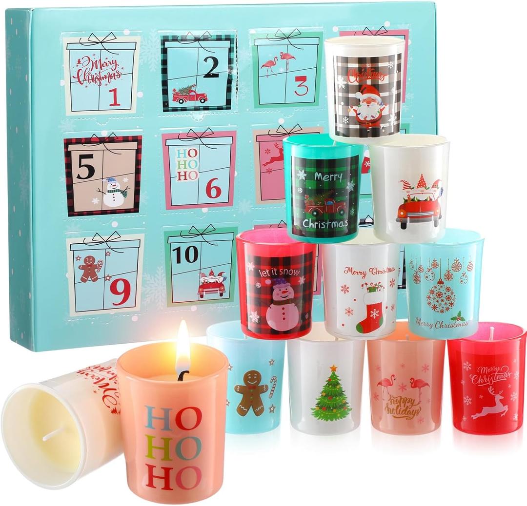 Conelist 12 Pcs Candle Advent Calendar 2025 12 Days of Christmas Scented Candles Gift Set for Women Adults 2.5 oz Soy Wax Jar Candles Christmas Countdown Gifts for Holiday Winter Home Decoration