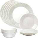 Corelle Vitrelle 18 Piece Glass Dinnerware Sets Service for 6, Triple Layer Chip & Crack Resistant Glass Plate and Bowl Sets, Knox