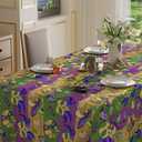 XCHI Colorful Masks Doughnuts Iris Fleur De Lis Mardi Gras Tablecloth Rectangle Carnival Table Cloth Washable Table Covers for Indoor Dining Home Party Decorations 60x104 Inch