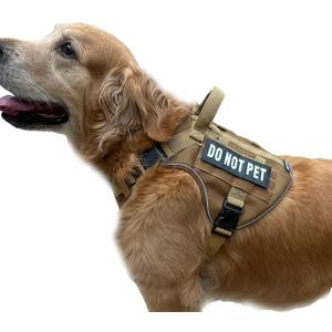 Tactical Dog Harness for Large and XL Breeds, Air Dog Vest No Pull with Reflective Do Not Pet Patches, Breathable Dog Molle Vests for Training Walking Hunting Brown