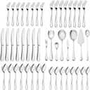 HaWare 68 Pieces Silverware Set with Serving Set, Stainless Steel Modern Flatware Eating Utensils Set, Includes Forks/Spoons/Dinner Knives, Service for 12, Mirror Polished, Dishwasher Safe