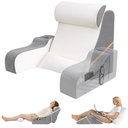 ESUERDO 5PCS Reading Pillow for Sitting in Bed Adult, 2 in 1 Foldable Back Wedge Pillow for Sleep, Ergonomic Back Support Pillow with Arms for Watching TV, Gaming, Working, Recovery, 19” White/Grey