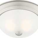 DESIGNERS FOUNTAIN Reedley 2-Lights Flush Mount Ceiling Light, 13 Inch Lighting Fixture for Kitchen, Bedroom, Bathroom, and Hallway, Pewter/White with Etched Glass, 1257M-PW-W