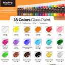 Nicpro 18 Colors Stained Glass Paint Set, 1oz / 30ml Waterproof Acrylic Enamel & Ceramic Glass Painting Kit for Arts on Transparent Wine Glasses Jars Windows with 6 Brushes & 1 Palette, Opaque Finish