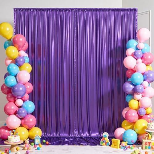 10x10 ft Purple Sequin Backdrop Curtain Panels for Parties, Wrinkle Free Glitter Photo Backdrop Drapes 2 Panels 5x10FT Shimmer Back Drop Cloth for Wedding Birthday Christmas Photography Background