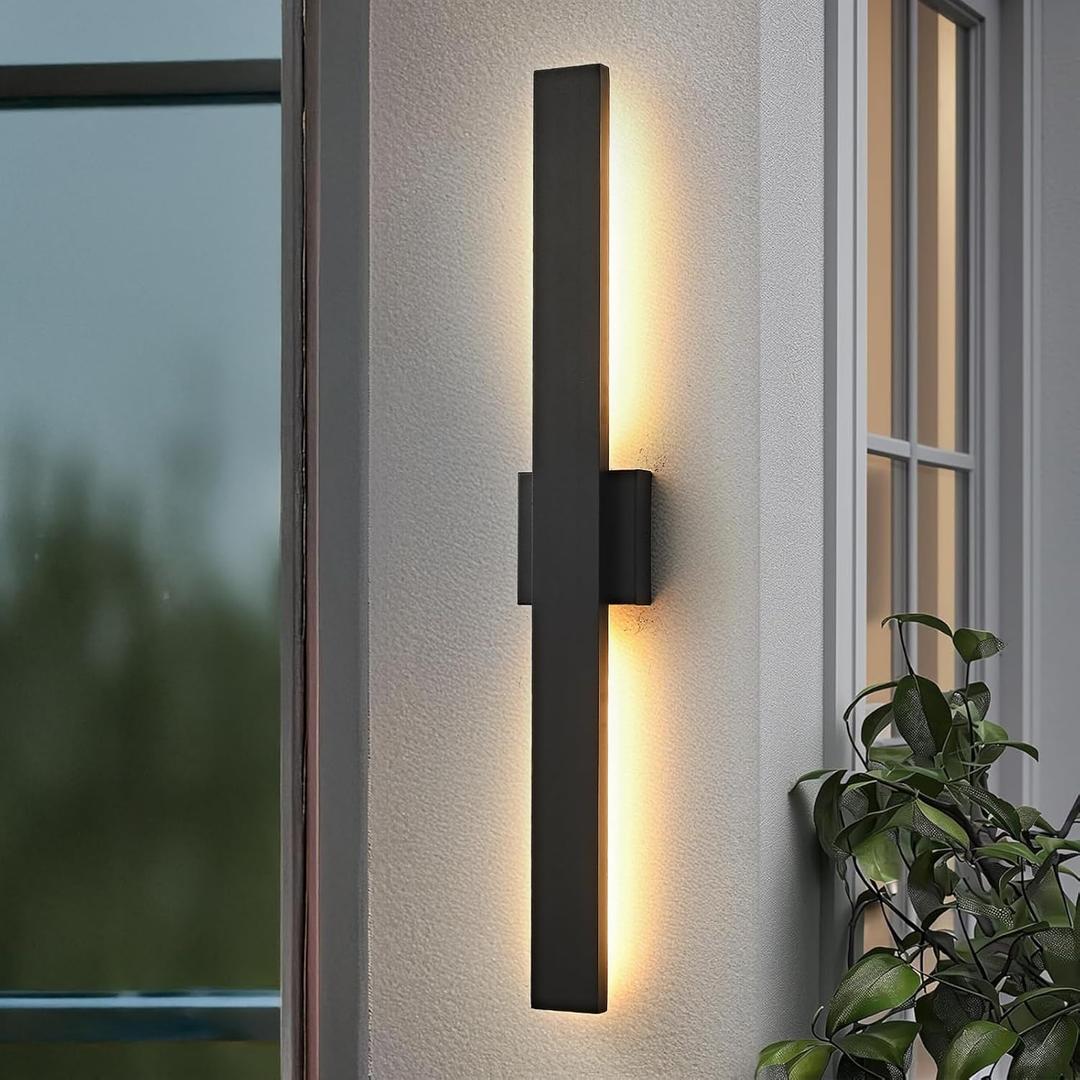 Black Long Outdoor Wall Lights Modern Exterior Lighting Fixtures 31.5 Inch Outdoor Wall Sconce LED 3000K IP65 Waterproof Wall Mount Outside Lights for House Garage Front Door Patio 1Pack