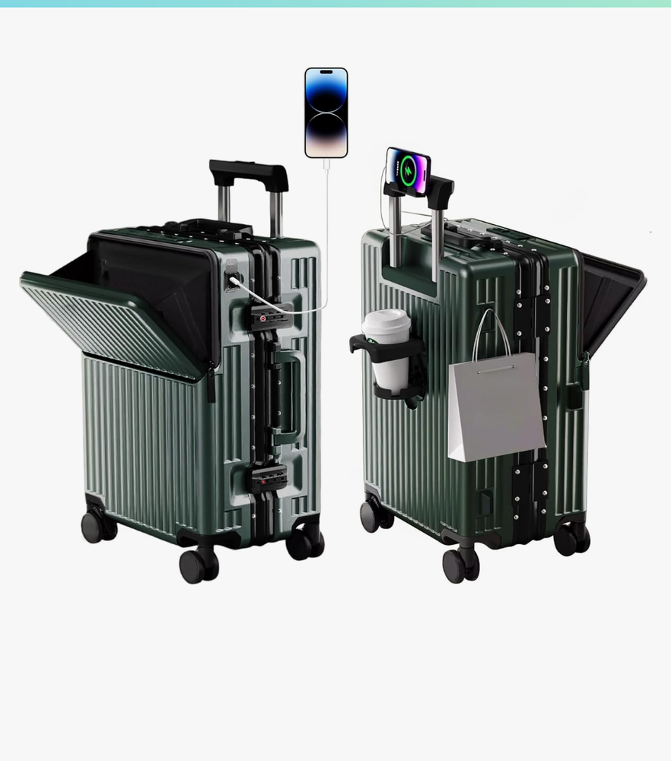 Zipperless Luggage, Polycarbonate Aluminum Hard Shell, Expandable Carry-On Suitcase with Spinner Wheels, Hard Shell Suitcase, 24 Inch Cabin