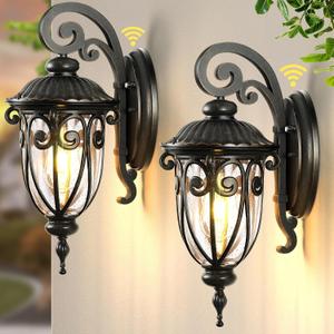 OPAXIS Outdoor Lights for House Dusk to Dawn, 2 Pack Porch Lights Outside, Bronze Outdoor Light Fixture, Waterproof Exterior Lighting Fixtures for House, Doorway, Garage, Anti-Rust, Vintage Style