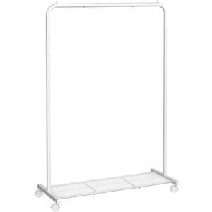 SONGMICS HSR025W01 Mobile Clothes Rack, Clothes Rack, Clothes Rack, Clothes Rack, Clothes Rack, Clothes Rack, on Wheels, Wardrobe, Organiser, Metal with Storage Shelf, Bar Load 40 kg, White