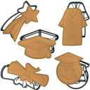 Moose Goods Graduation Cookie Cutters – 5-Pcs Cookie Cutter Set with Graduation Cap and Gown, Shooting Star, Diploma Scroll – Graduation Cookie Cutters Shapes for Grad Party, Celebration