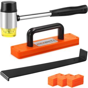 REXBETI Laminate Wood Flooring Installation Kit, LVP Installation Kit, Vinyl Flooring Tools - Tapping Block with Handle, Pull Bar, Double-Faced Mallet and Spacers