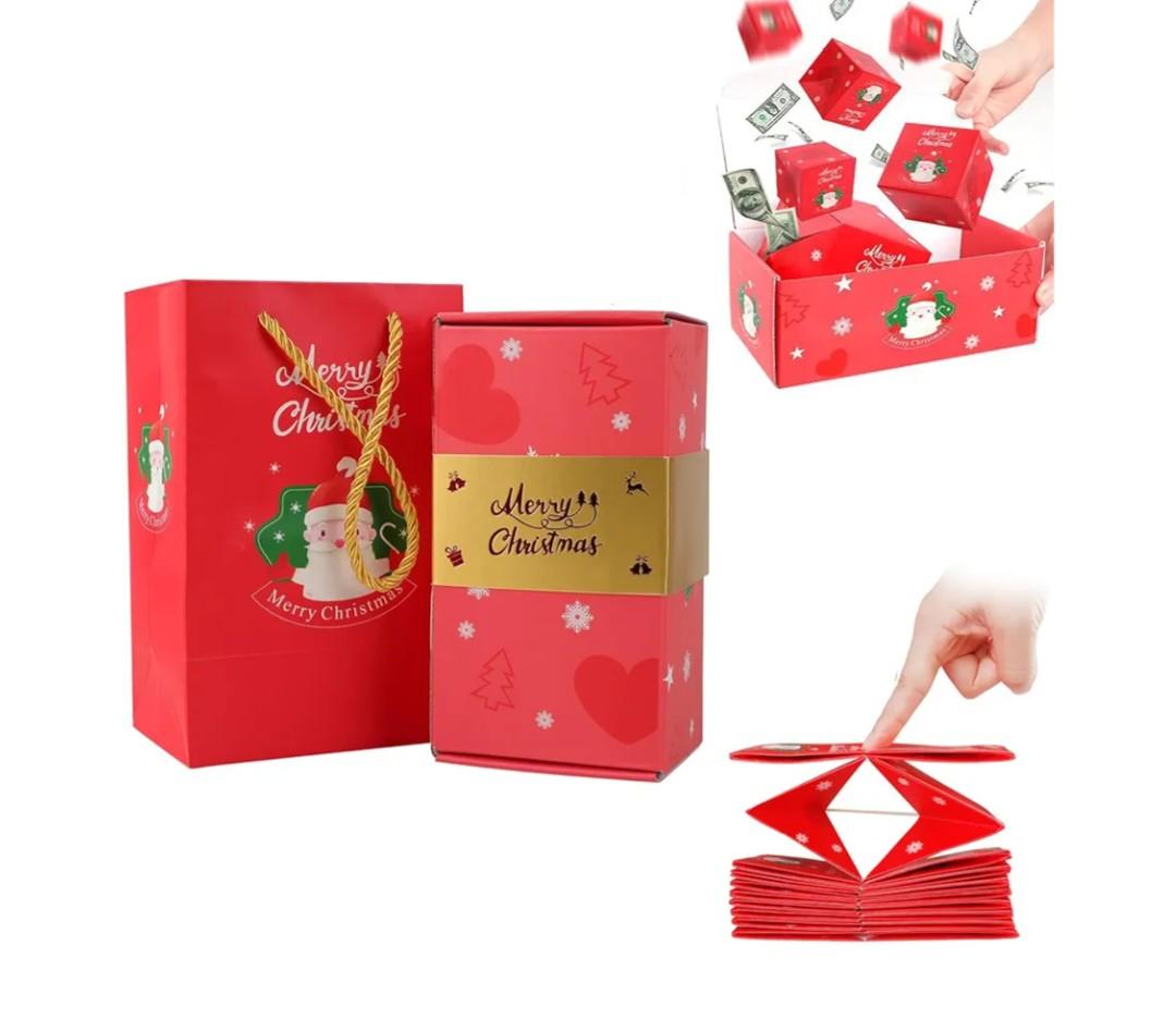 Gocikiko Surprise Gift Box Explosion for Money,Pop-Up Explosion Gift Box Surprise (10 Box Red) - Folding Bouncing Present Box for Christmas, Birthday, New Year & Anniversary Parties
