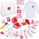 Dentist Play Set for Kids Ages 3-8, 26PCS Realistic Pretend Dental Toy Kit with Teeth Cleaning Tools, Doctor Costume & Learning Guide. STEM Educational Toys, Toddler Medical Kit for Boys & Girls Gifts