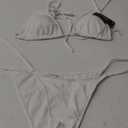 Women's Two Piece Bikini Swimsuit Sexy Ribbed Triangle Top Bathing Suits String Cheeky Bikini Sets (Large, White)