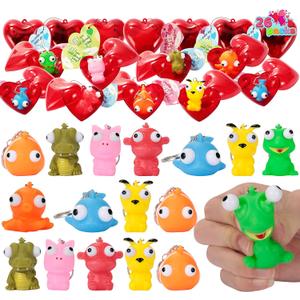 JOYIN 26 PCS Valentine Day Filled Hearts with Cards Filled with Popping Eyes Keychains for Kids Valentines Classroom Exchange, Party Favors, Gift Exchange, Game Prizes