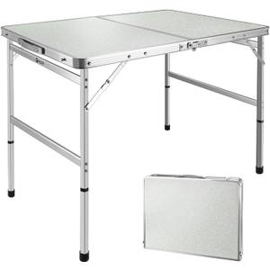 VILLEY Folding Camping Table, 3ft Small Portable Lightweight Outdoor Table with Aluminum Adjustable Legs for Travel Picnic Cooking Beach (3ft-36"L x 23''W (2 Height 16"/27"))