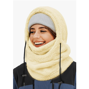 AURUZA Balaclava Face Mask for Men Women Winter Hat Neck Windproof Fleece Ski Mask Warm Face Cover Scarf (US, Alpha, Large, Plush Beige)