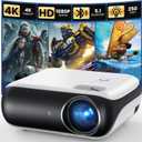 HAPPRUN Native 1080P Bluetooth Mini Projector, Full HD Portable Outdoor Movie Projector with Built-in Speaker, Compatible with Smartphone, HDMI, USB, AV, Fire Stick, PS5 for Home, Bedroom, Outdoor Use