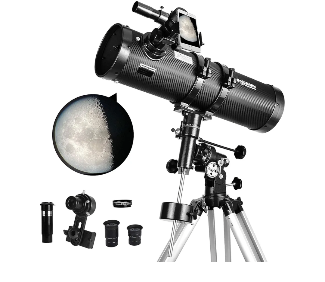 Telescope 130EQ Newtonian Reflector Telescopes for Adults, Professional Telescopes for Adults Astronomy, Comes with 1.5X Barlow Lens Smartphone Adapter & 13% T Moon Filter