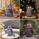 Garden Solar Owl Decoy Statue Outdoor Figurine Light Decor Glowing Eyes Spring Mounted Wobblying Head Resin Sculpture Decoration for Home Porch Patio Lawn Farm Yard Housewarming Ornament Gift