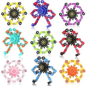 Transformable Fidget Spinners,9PCS Funny Sensory Fidget Toys Adults Deformable Chain DIY Robot Spinner,Fingertip Stress Relief Gyro Toy Halloween Party Favors Christmas Stocking Stuffers for Kids