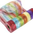 MEEDEE Rainbow Deco Mesh 10 Inch Rainbow Mesh Ribbon Fabric Mesh Roll Decorative Mesh Wreath Supplies for Birthday Rainbow Wreath Front Door Mesh Wreath (30 Feet)