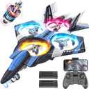 BEZGAR Brushless Drones for Kids | 2.4GHZ RC Plane with Camera, 6-axis Gyro Remote Control Airplane, 360 Flip Fighter Jet Toy, Toys for ages 8-13 with Colorful LED Navigation Lights Blue