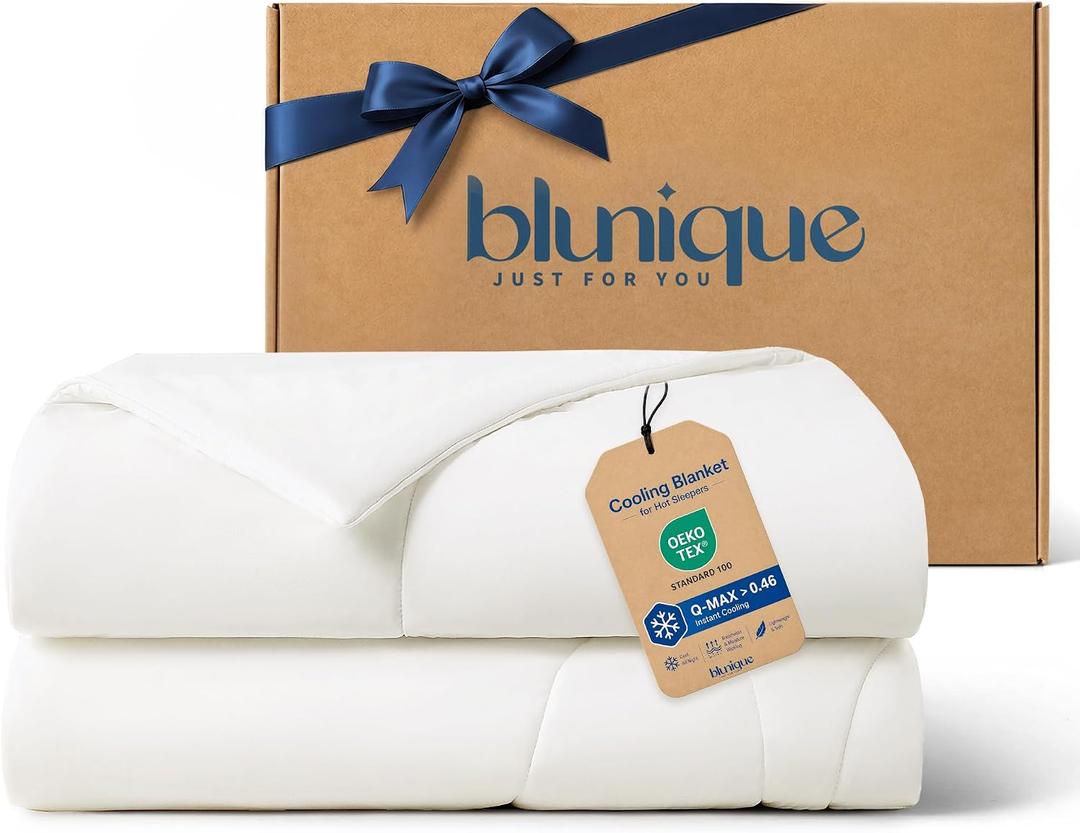 Cooling Comforter Twin Size, Double-Sided Cooling Blanket for Hot Sleepers, Breathable Lightweight Comforter for Night Sweats, All Season Cool Blanket, Soft Cold Touch,(60"x90" White)