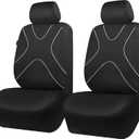 Cloth Front Seat Covers, Breathable Automotive Seat Covers Airbag Compatible Universal Fit for 95% Sedans Vans Trucks SUVs, Black and White