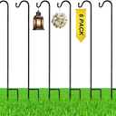 6 Pcs 60 Inch Shepherds Hook for Outdoor Adjustable Bird Feeder Pole Metal Steel Shepard Hooks for Hummingbird Stand Feeder Pole for Garden Plant, Lantern, Hanging Wedding Decor