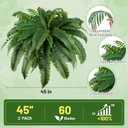 Der Rose 2 Pack 45"/60 Leaves Large Fake Ferns, UV Resistant Outdoor Artificial Plants Faux Boston Ferns Fake Bushes for Outdoor Planters, Porch Patio Garden Hanging Basket Home Decor