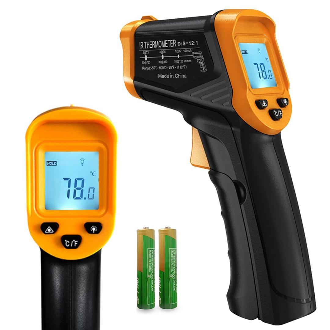 Digital Infrared Thermometer Gun for Cooking,BBQ,Pizza Oven,Ir Thermometer,-58~1112(-50~600) Handheld Non Contact Heat Laser Temperature Gun (Not for Human)