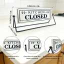 Kitchen Open Closed Sign, Rotating Tabletop Decor with Embossed Metal, 12 Inch Double Sided Freestanding Sign for Countertop, Modern Home Kitchen Cafe Decor, Black and White