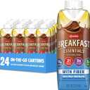 Carnation Breakfast Essentials Ready to Drink with Fiber, Rich Milk Chocolate, 8 FL OZ Carton (Pack of 24) (EXP 09/25/26)